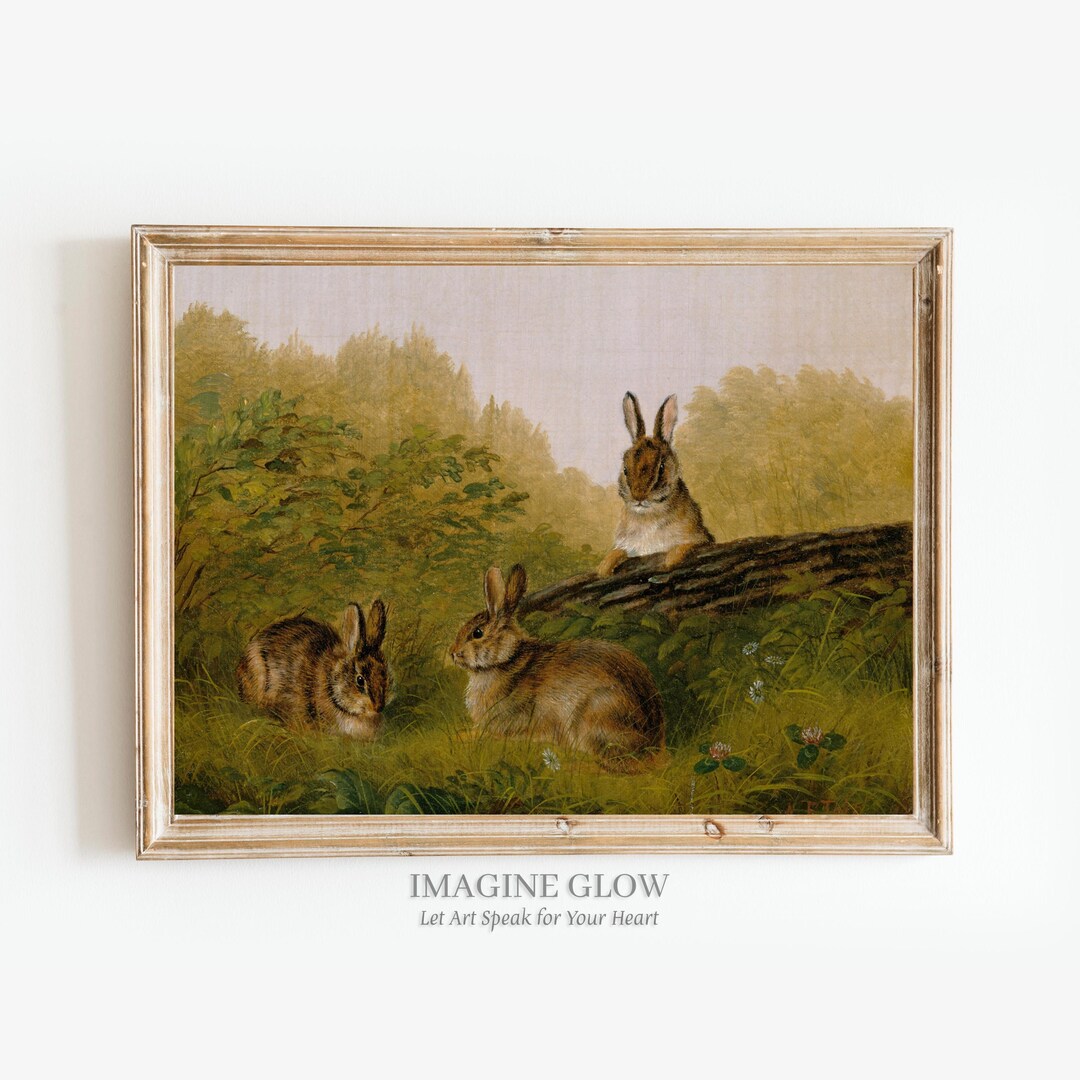 Rabbit Vintage Wall Art Print Easter Bunny Illustration Antique Style ...