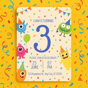 Monsters Birthday Party Invitation | Kids Birthday Party Invite | Digital Invite | Invitation Template | Birthday Invitation | Kids Birthday