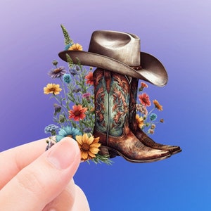 Autocollant pour bottes et chapeau de cowboy western Idée cadeau pour les amoureux de l'ouest, cadeau unique pour les amoureux de l'ouest