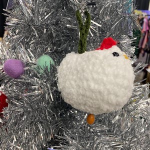 Crochet Chicken Christmas Ornament