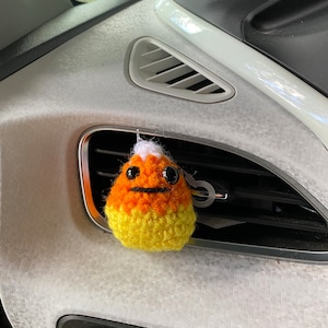 Crochet Plushie Halloween Candy Corn Monster Car Buddy