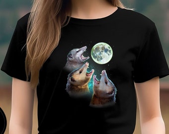 Three Possums Vintage Graphic Moon Shirt, Possum Moon Howling Shirt, Funny Possum Shirt, Meme Possum Shirt, Possum Meme Gift Tee, Meme Tee