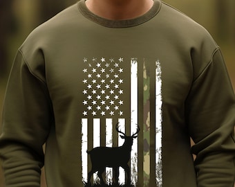 Deer Flag Hunting Season Shirt, Deer Hunting Shirt, Hunting Hoodie, American Flag Hunting Sweater, Hunting Man Shirt, Hunter Father Gift Tee