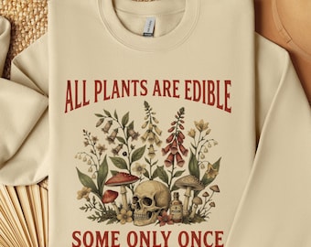 Botanical Plant Sweatshirt, Dark Botanical Graphic Tshirt, Gothic Plant Lover Shirt, Dark Humor Plant Lover Tee, Funny Botanical Skull Shirt