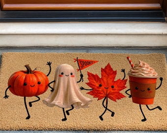 Cute Halloween Door Mat, Tis The Season Welcome Mat,  Autumn Decor, Fall Welcome Mat, Fall Door Mat, Halloween Gift, Funny Ghost Pumpkin Mat