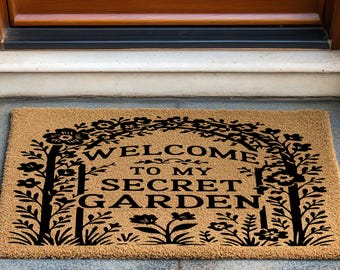 Floral Welcome Door Mat, Bohemian Welcome Door Mat, Botanical Housewarming Gift, Boho Porch Mat, Cottagecore Mat, Floral Front Door Door Mat