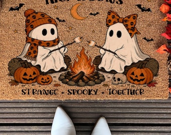 Personalized Halloween Doormat, Custom Family Name Mat, Spooky Family Name Doormat, Funny Ghost Welcome Mat, Halloween Mat, Fall Porch Decor