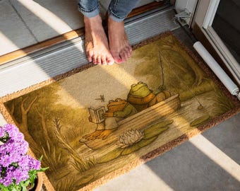 Frog and Toad Door Mat, Frog Welcome Mat, Funny Frog Doormat, Coir Mat, Book Lover Gift, Bookish Doormat, Front Door Mat, Bookish Home Decor