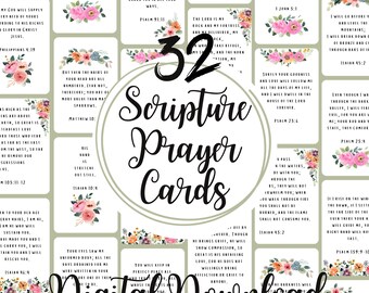 Scripture Bible Verse Card Set, Floral Memory Verse Cards, Christian notecards, Daily prayer encouragement comfort, God&#39;s promises blessings