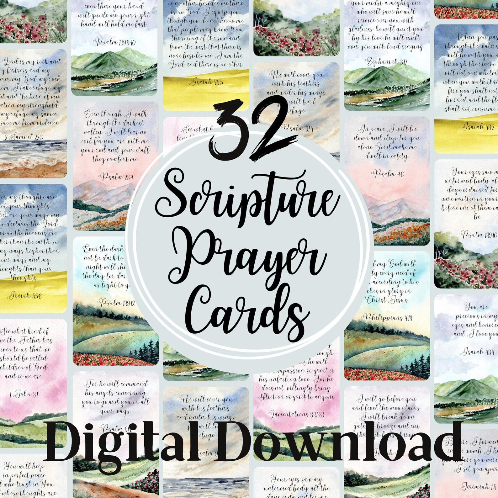 Scripture Memory Verse Card Set, Comfort Bible Verse Notecard ...
