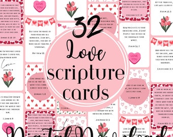 God&#39;s Love Scripture Prayer Card Set 2x3, Valentine Bible Verse Cards, Christian memory verse notecards, Daily prayer Gods promises blessing