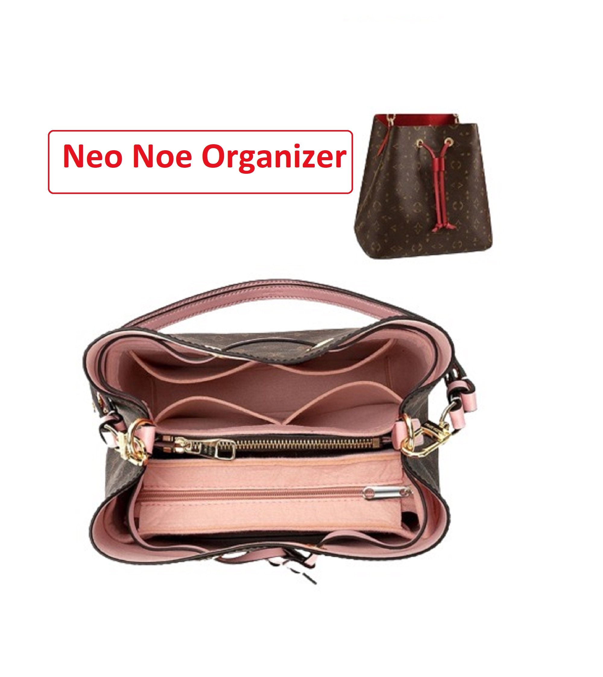Lckaey Purse Organizer for LV NOE inner bag NOE BB bucket bag Petit NOE NM  storage bag small zipper insert3053khaki-L