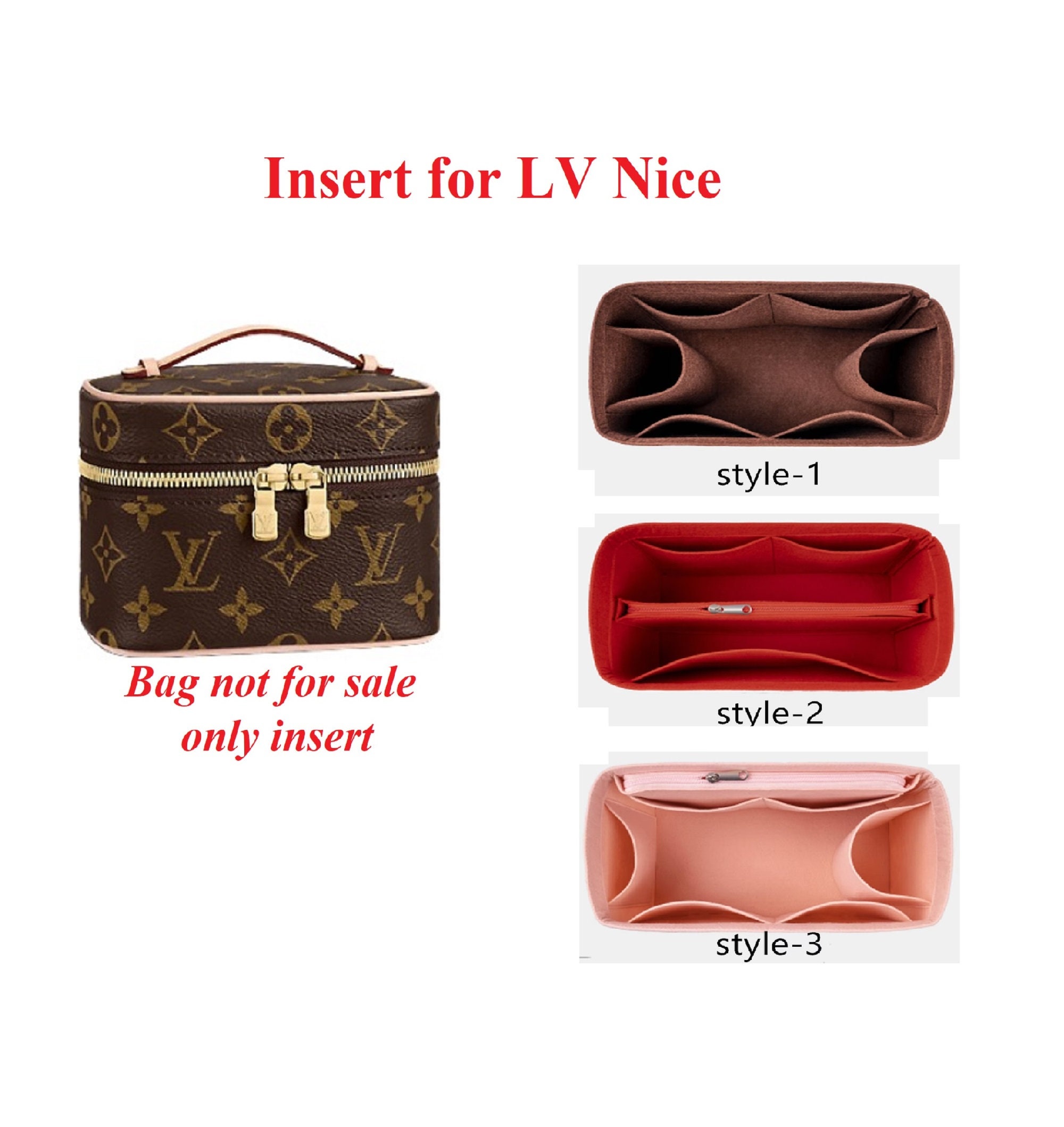 Louis Vuitton lv nice nano/mini/bb bag insert organizer