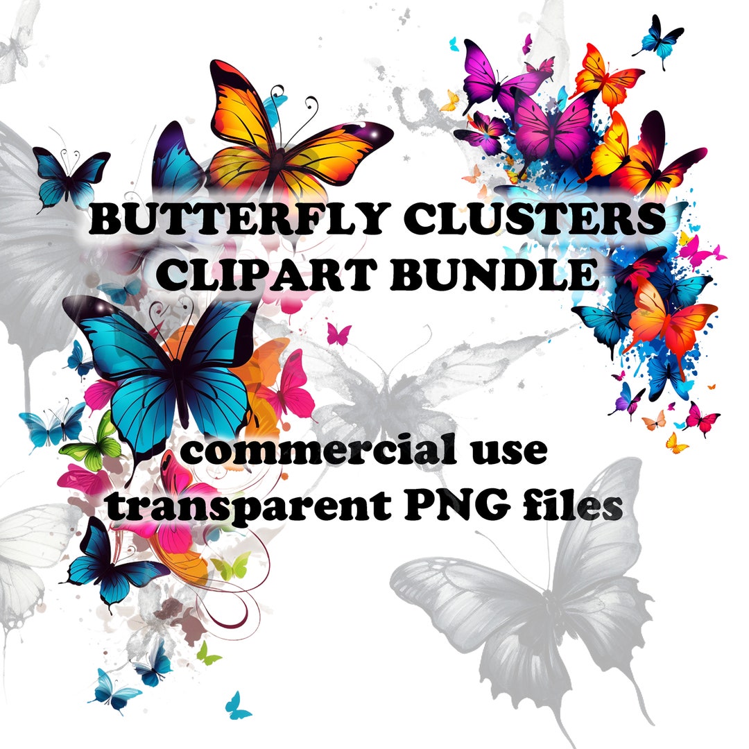 20 Butterfly Clusters Clipart Bundle, PNG, Commercial Use, Instant Download, Large Printable ...