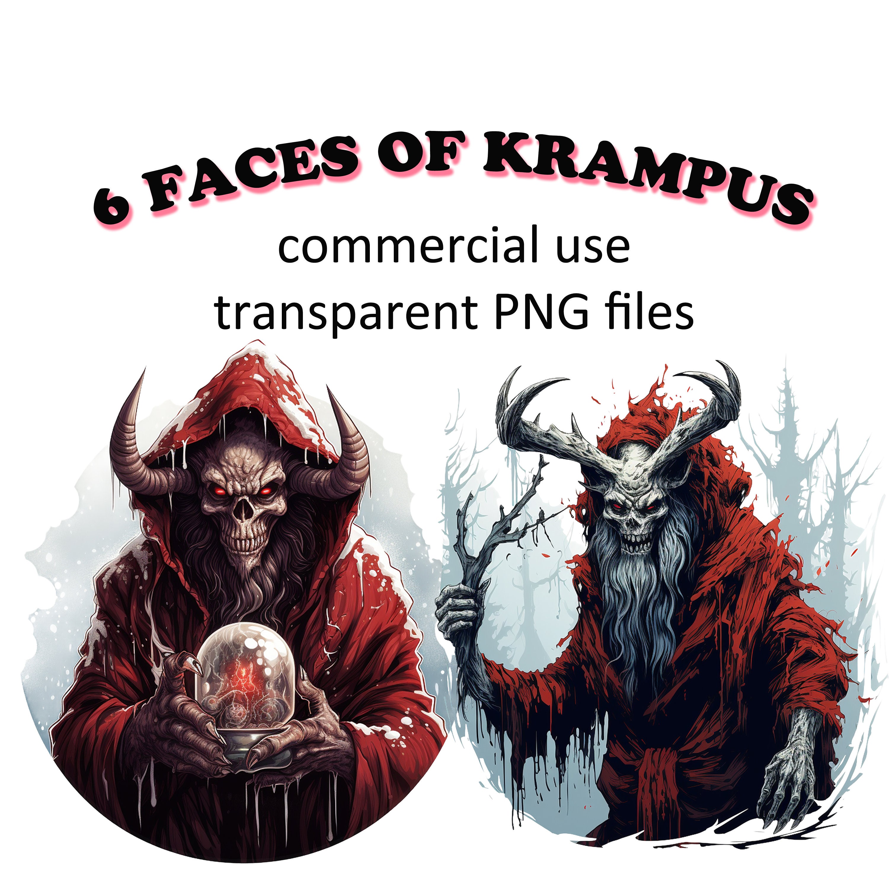6 Faces of Krampus, Transparent PNG Clipart, Christmas Krampus Clipart ...