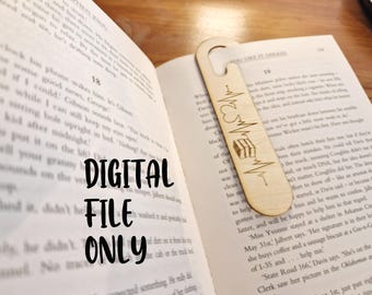 ハートビート ペーパークリップ ブックマーク レーザーカット ファイル、SVG、PDF、インスタントデジタルダウンロード