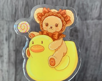 Kumakumya & Ducky Acrylic Pin Badge