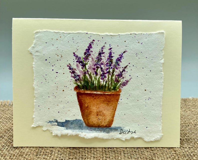 Hand Painted Lavender Watercolor Greeting Card — Original Art ...