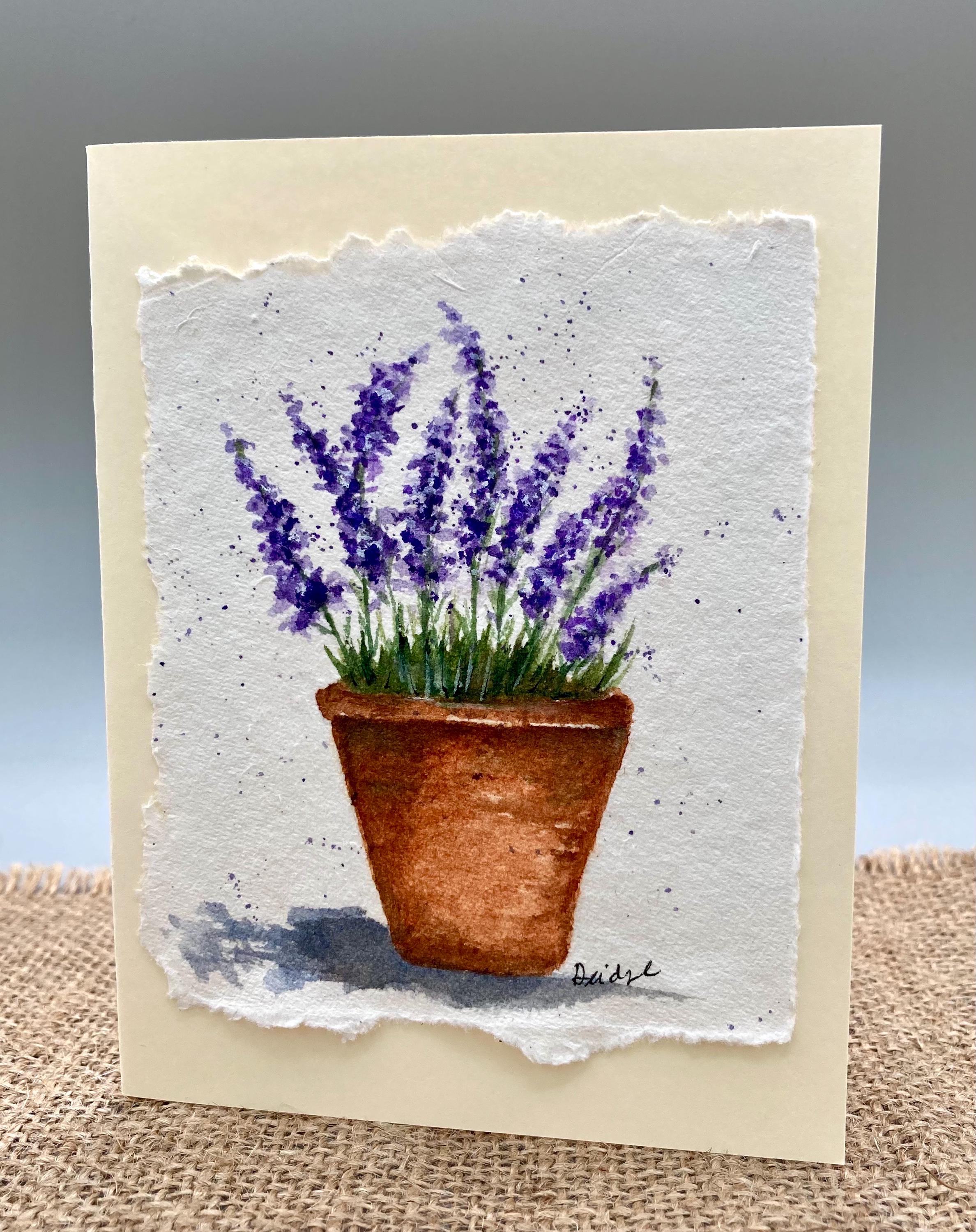 Hand Painted Lavender Watercolor Greeting Card — Original Art ...
