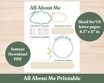 Werkblad Alles over mij: Homeschool Back to School afdrukbaar (pdf-download)