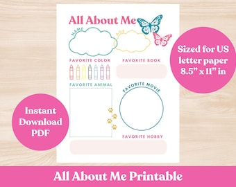 Werkblad Alles over mij: Homeschool Back to School afdrukbaar (pdf-download)