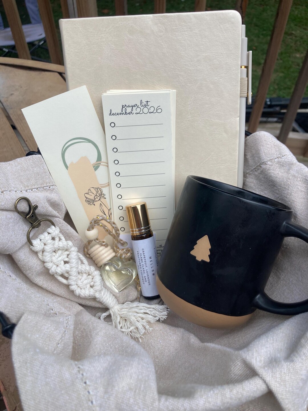 Mindfulness Gift Box, Journal, Mug, Macrame Keychain, Essential Oil ...