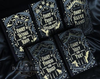 Set di libri ACOTAR Nightfall Edition fatti a mano - Rilegatura in pelle scamosciata nera