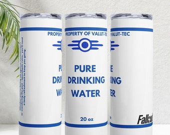 Fallout Inspired 20 oz Tumbler - Pure Drinking Water Edition, Survive the Wasteland