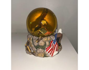 American Eagle Patriotic Snow Globe American Flag Bald Eagle Collectible Decor