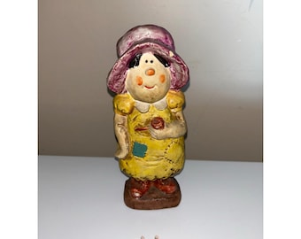 Vintage NapcoWare Country Cousins Lady - Papier MacheBank 8.5"
