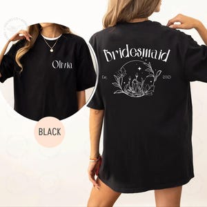 Comfort Colors® Personalized Bridesmaid Name Shirt, Brides Celestial Shirt, Gothic Wedding Décor, Team Bride Matching Outfit Gift