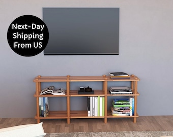 Handmade Beech Wood Media Console: Minimalist TV Stand