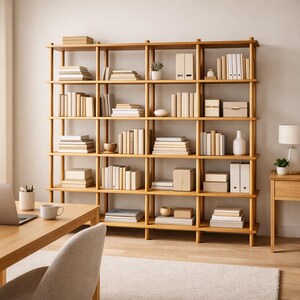Handmade Beech Wood Bookshelf | Open Shelving Room Divider - Etsy