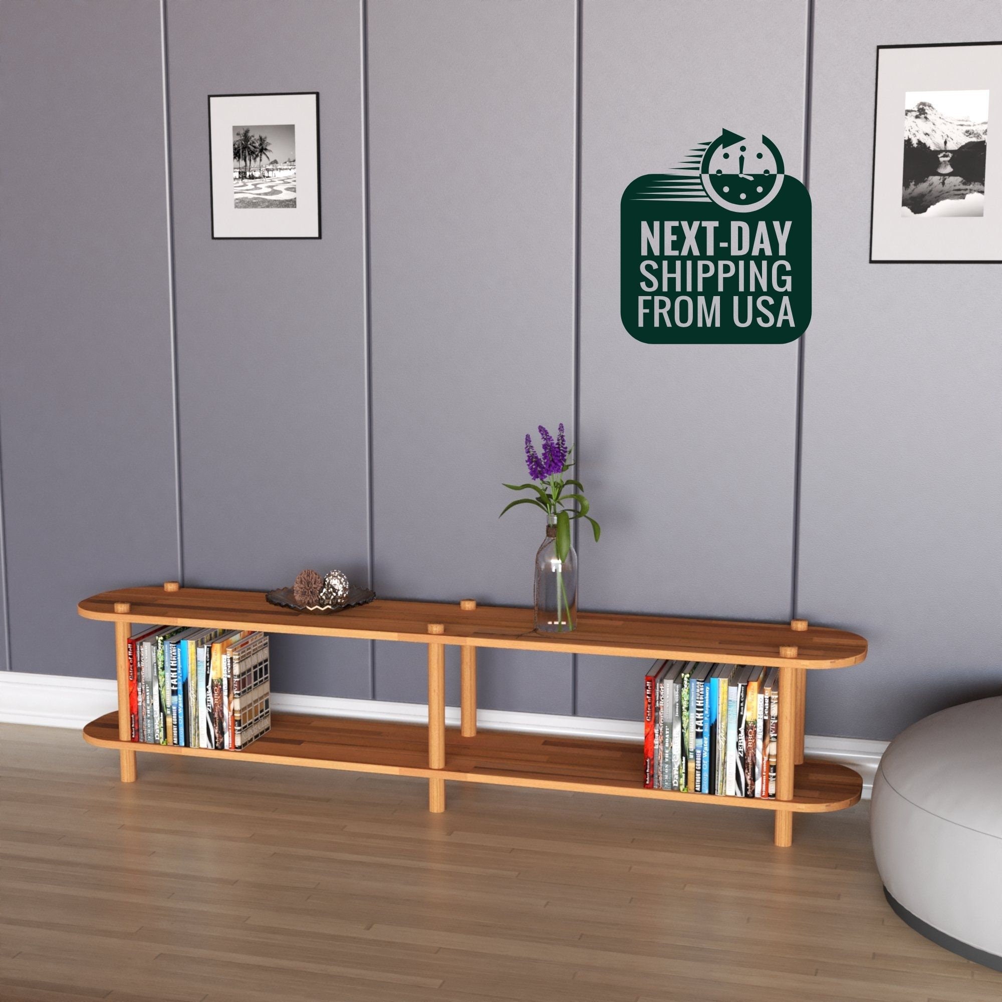 Personalizable Solid Wood Media Console: Minimalist TV Stand, Entertainment Center