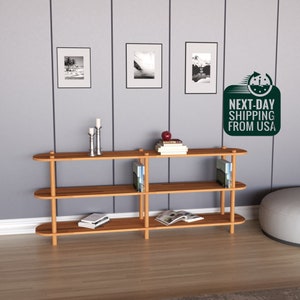 Personalizable Solid Beech Wood Bookcase: Minimalist Media Console