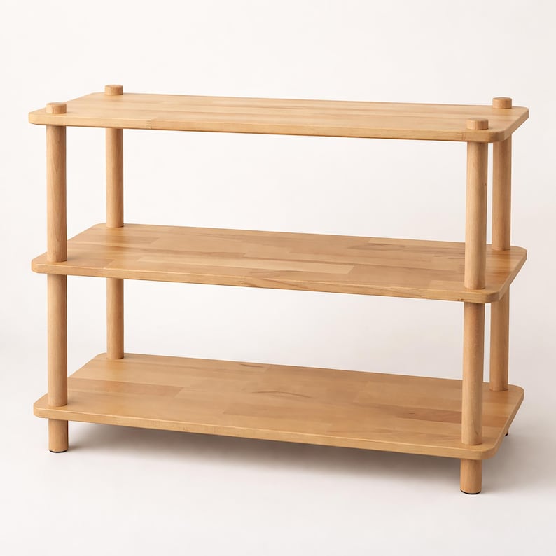 Handmade Beech Wood Media Console: Minimalist TV Stand Bookcase image 9
