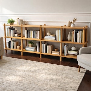 Handmade Beech Wood Media Console: Minimalist TV Stand Bookcase image 8