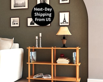 Handmade Beech Wood Bookcase: Minimalist 3-Shelf Display Unit