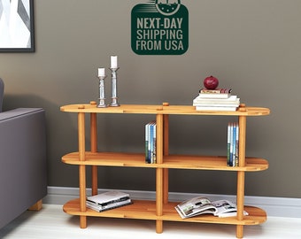 Handmade Beech Wood Bookcase: Minimalist Media Console TV Stand