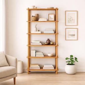 Handmade Beech Wood Bookshelf | Open Shelving Room Divider - Etsy