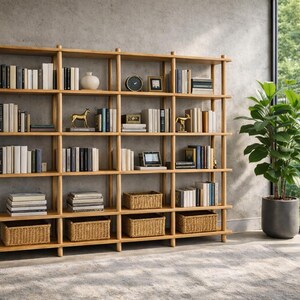 Handmade Beech Wood Bookshelf | Open Shelving Room Divider - Etsy