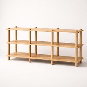 Handmade Beech Wood Media Console: Minimalist TV Stand Bookcase image 11