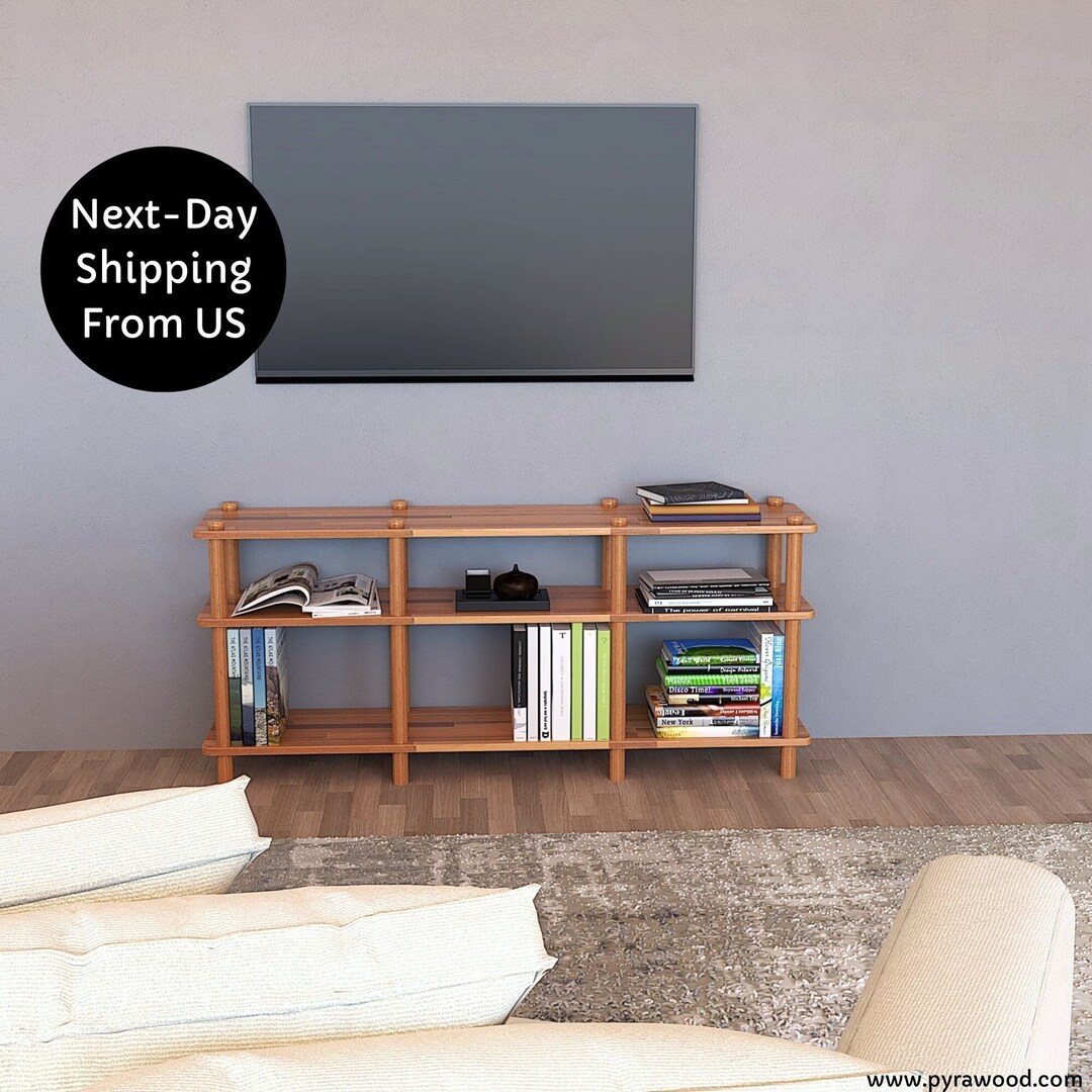Solid Beech Wood Large Media Console Solid Wooden TV Stand Etsy