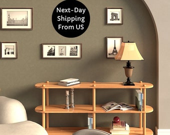 Handmade Beech Wood Media Console: Minimalist TV Stand, 3-Shelf Bookcase