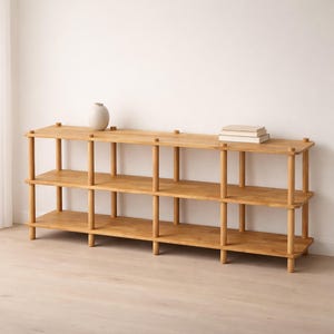 Handmade Beech Wood Media Console: Minimalist TV Stand Bookcase image 7