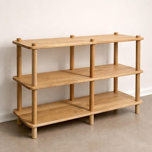 Handmade Beech Wood Media Console: Minimalist TV Stand Bookcase image 10