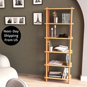 Custom Solid Beech Wood Bookcase, Customizable Solid Wood Bookshelf, Bookshelf for Living Room, Office Bookshelf,