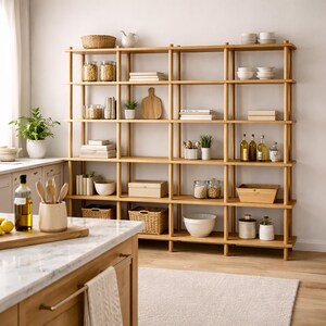 Handmade Beech Wood Bookshelf | Open Shelving Room Divider - Etsy