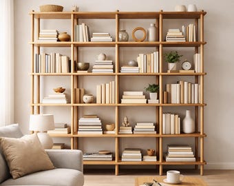 Handmade Beech Wood Bookshelf | Open Shelving Room Divider