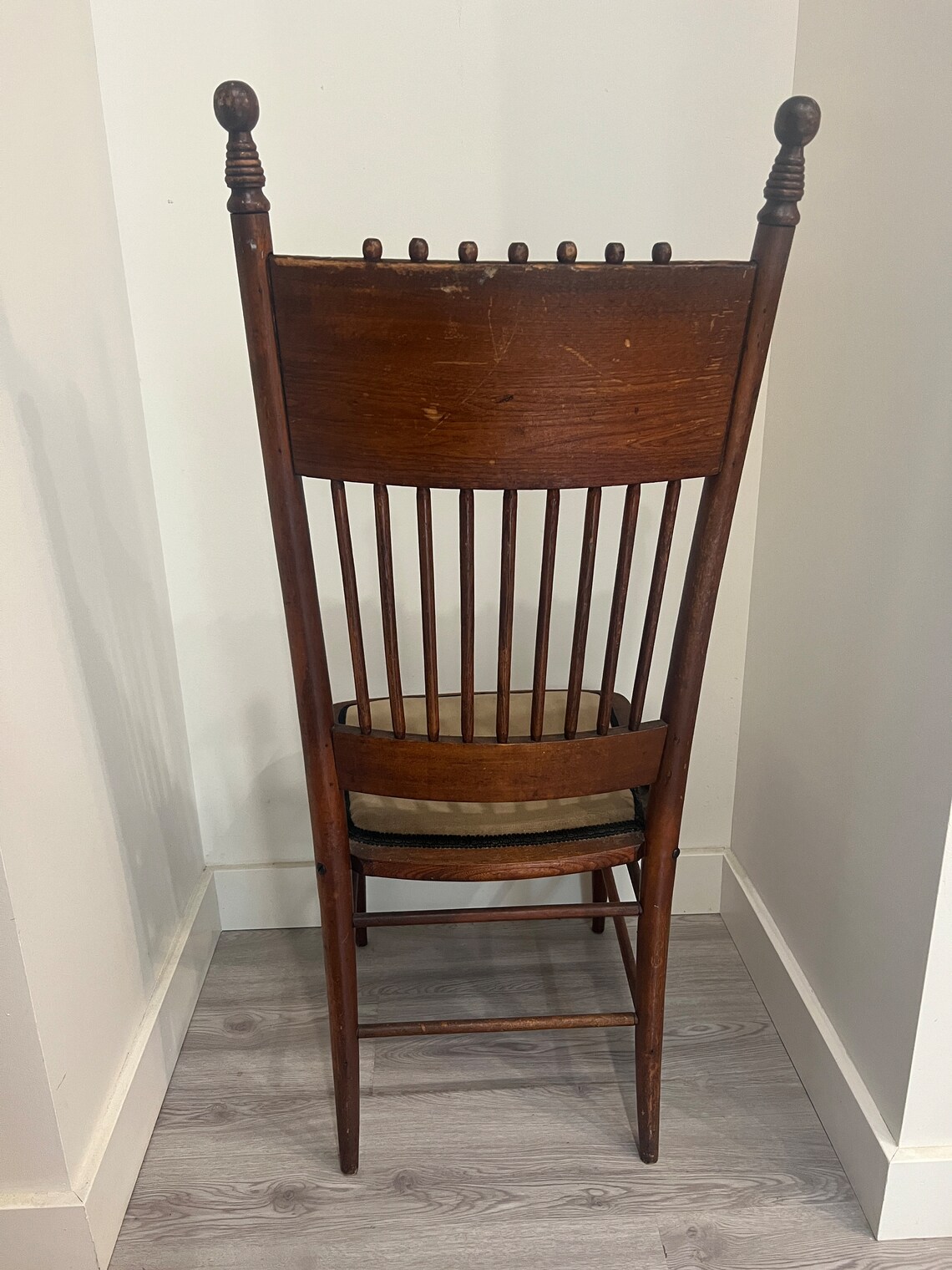 Pair of Antique Press Back Chairs With Velvet Seat Wisconsin Chair